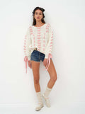 Ribbon Detail Open-Knit Sweater - Gloss & Grit