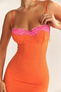 Lace Trim Bodycon Maxi Dress