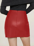 Ruched Faux Leather High-Waist Mini Skirt - Gloss & Grit