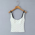 Cropped Polka Dot Lace Trim Cami Tank Top