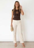 Cocoa Tie-Front Cutout Top