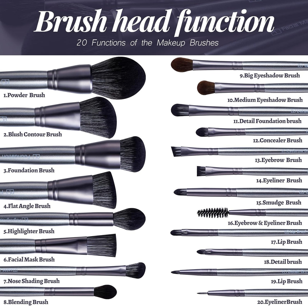 20-Piece Makeup Brush Set with Travel Case