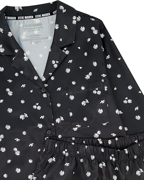 Steve Madden Satin Long Sleeve Button Down & Pants Sleep Set