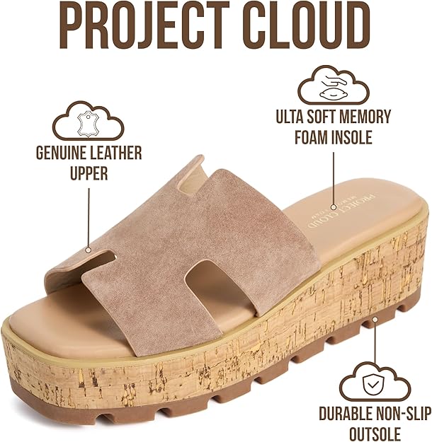 Sand Suede Mila Platform Wedge Sandals