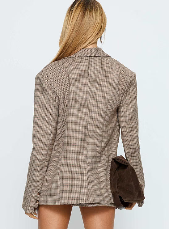 Princess Polly Deane Brown Check Blazer