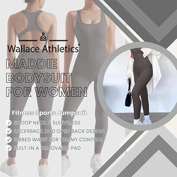 Wallace Athletics Ribbed Athletic Bodysuit with Built-In Bra Size Small - Gloss & Grit
