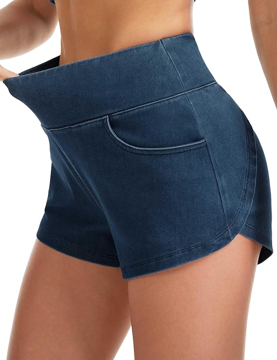 High Waisted Jean Gym Shorts