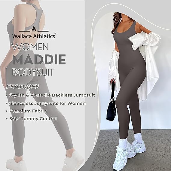 Wallace Athletics Ribbed Athletic Bodysuit with Built-In Bra Size Small - Gloss & Grit