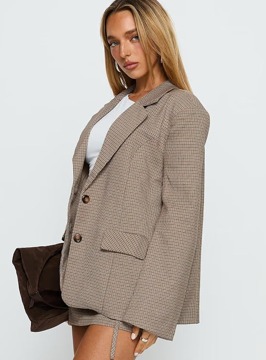 Princess Polly Deane Brown Check Blazer
