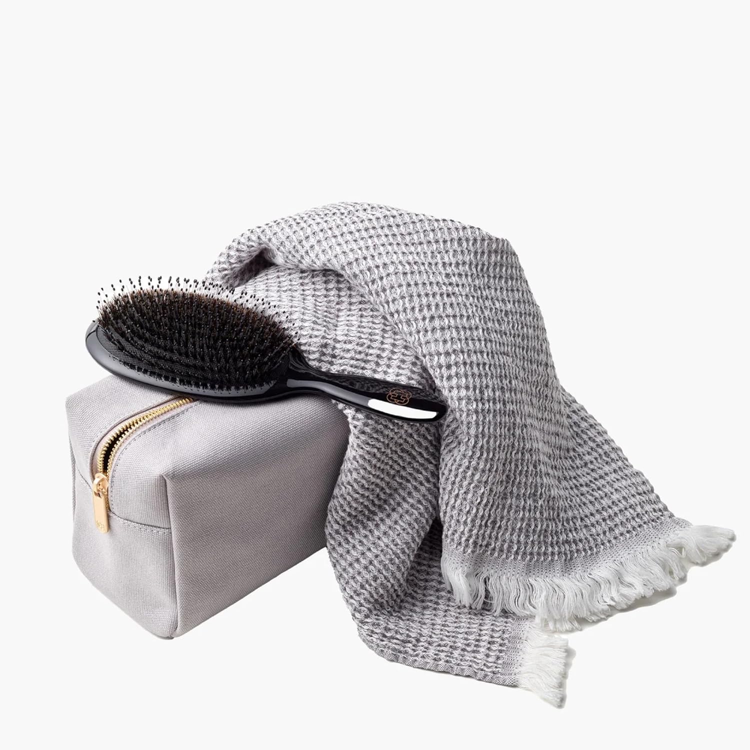 Harklinikken Warm Gray Cotton Toiletry Bag Gold Hardware