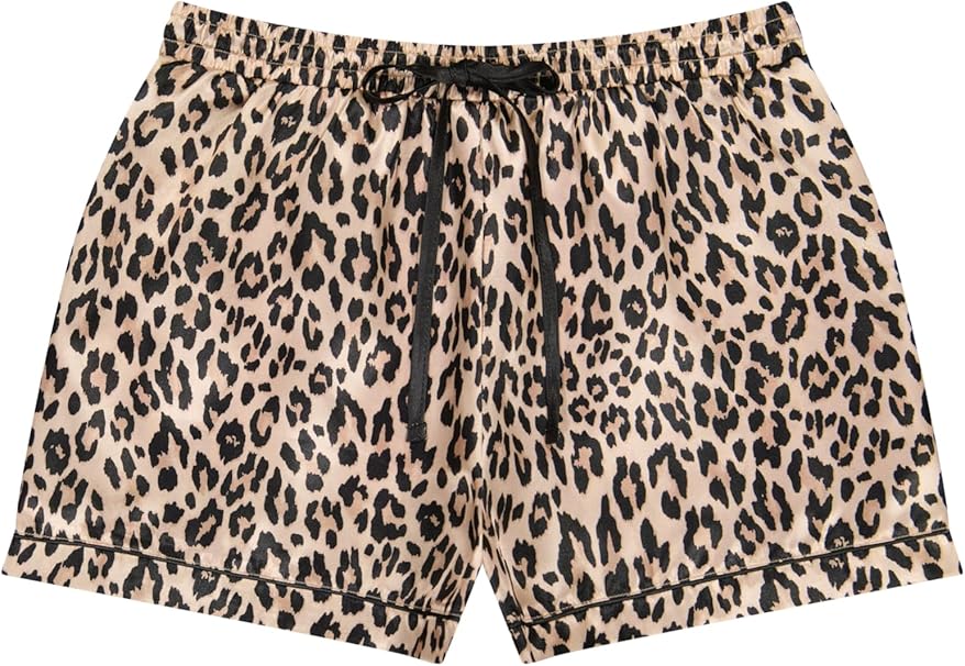 Steve Madden Satin Leopard Print Sleep Set Lightweight Pajamas