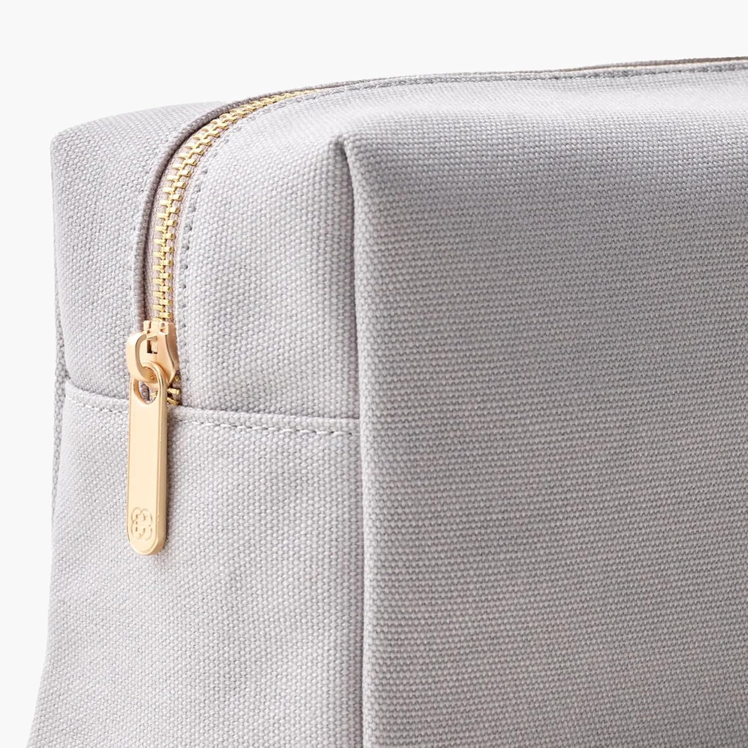 Harklinikken Warm Gray Cotton Toiletry Bag Gold Hardware