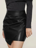 Ruched Faux Leather High-Waist Mini Skirt - Gloss & Grit