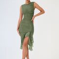 Sleeveless Pleated Waist Backless Midi Dress - Gloss & Grit