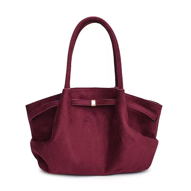 Women’s Large Capacity Suede Tote Bag – Commuter Shoulder Handbag