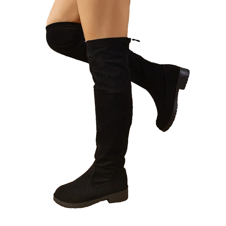 Women’s Over‑The‑Knee Boots Flat Lug Sole Thigh High Stretch Fall Style