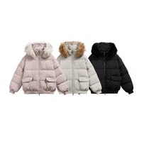 Women’s Faux Fur Hooded Puffer Parka Coat Warm Winter Jacket with Pockets
