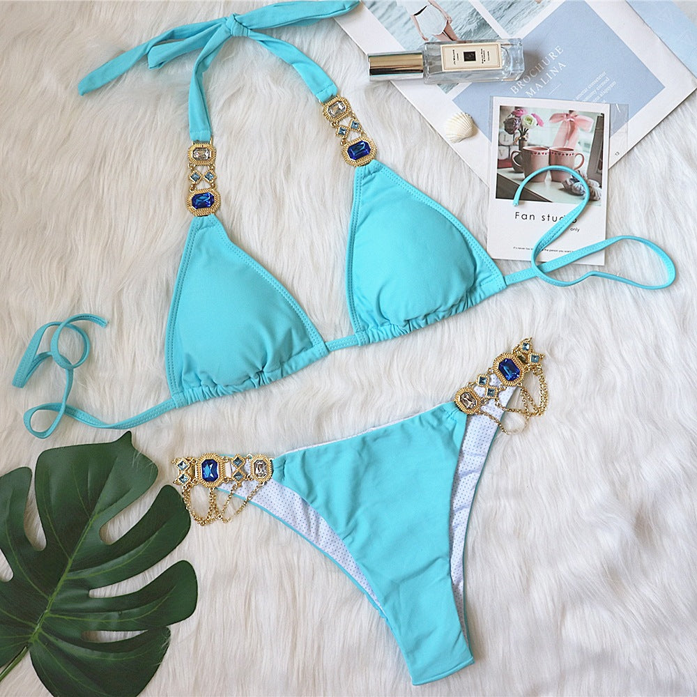Sola Embellished Triangle Bikini Set