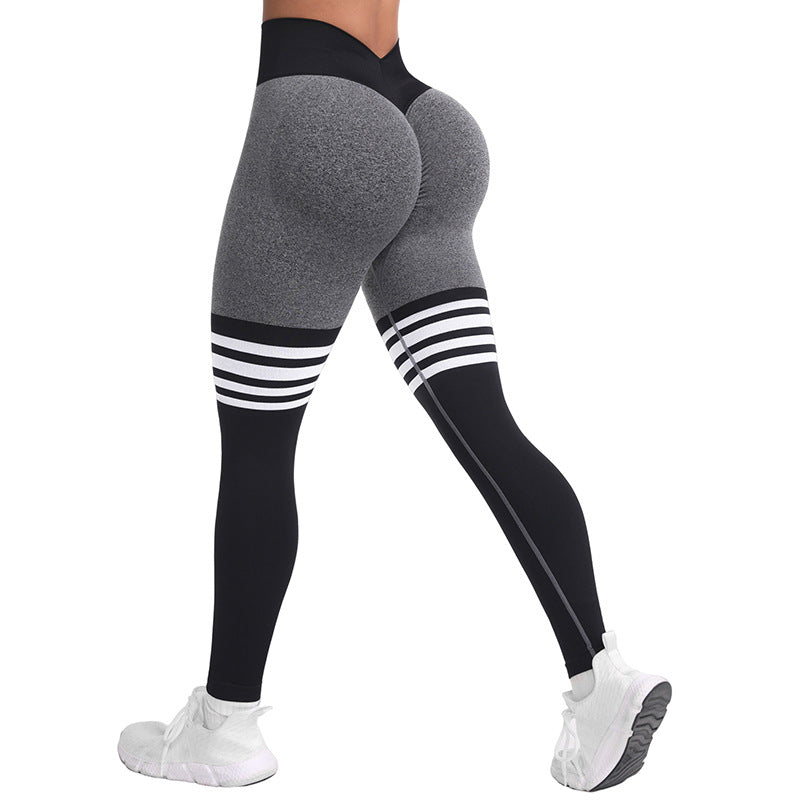 Women’s High‑Waist Striped Scrunch Butt Gym Leggings – Workout & Yoga Activewear