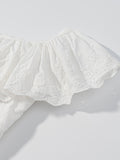 White Eyelet Ruffle Trim Corset Tank - Gloss & Grit