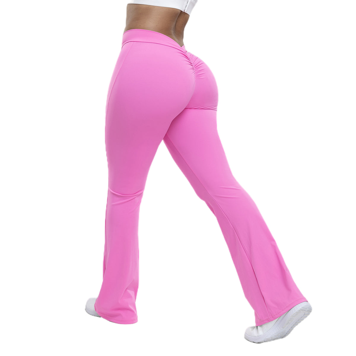 High-Waist Flared Yoga Pants with Scrunch Detail - Gloss & Grit
