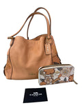 Coach Edie 31 Tea Rose bag, wallet, and authentication card