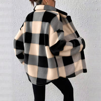 Women’s Oversized Fleece Plaid Button Jacket with Pockets – Fall Outerwear Staple