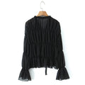Women's Ruffle Tie-Front Long Sleeve Blouse