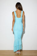 Ruched Mermaid Midi Dress with Square Neck Cutout