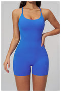 Women's fitted backless romper lifestyle photo