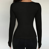 Women’s Square Neck Tie Front Cardigan Long Sleeve Button Top