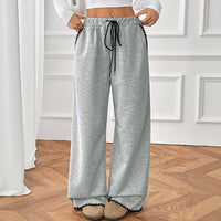 Women’s High Waist Wide Leg Lounge Pants with Pockets - Drawstring Relaxed Fit