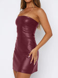 Strapless Faux Leather Bodycon Mini Dress - Gloss & Grit
