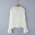 Women's Ruffle Tie-Front Long Sleeve Blouse