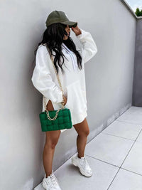 Women’s Hooded Sweatshirt Dress Long Sleeve Pullover Kangaroo Pocket Casual Fit