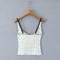 Cropped Polka Dot Lace Trim Cami Tank Top