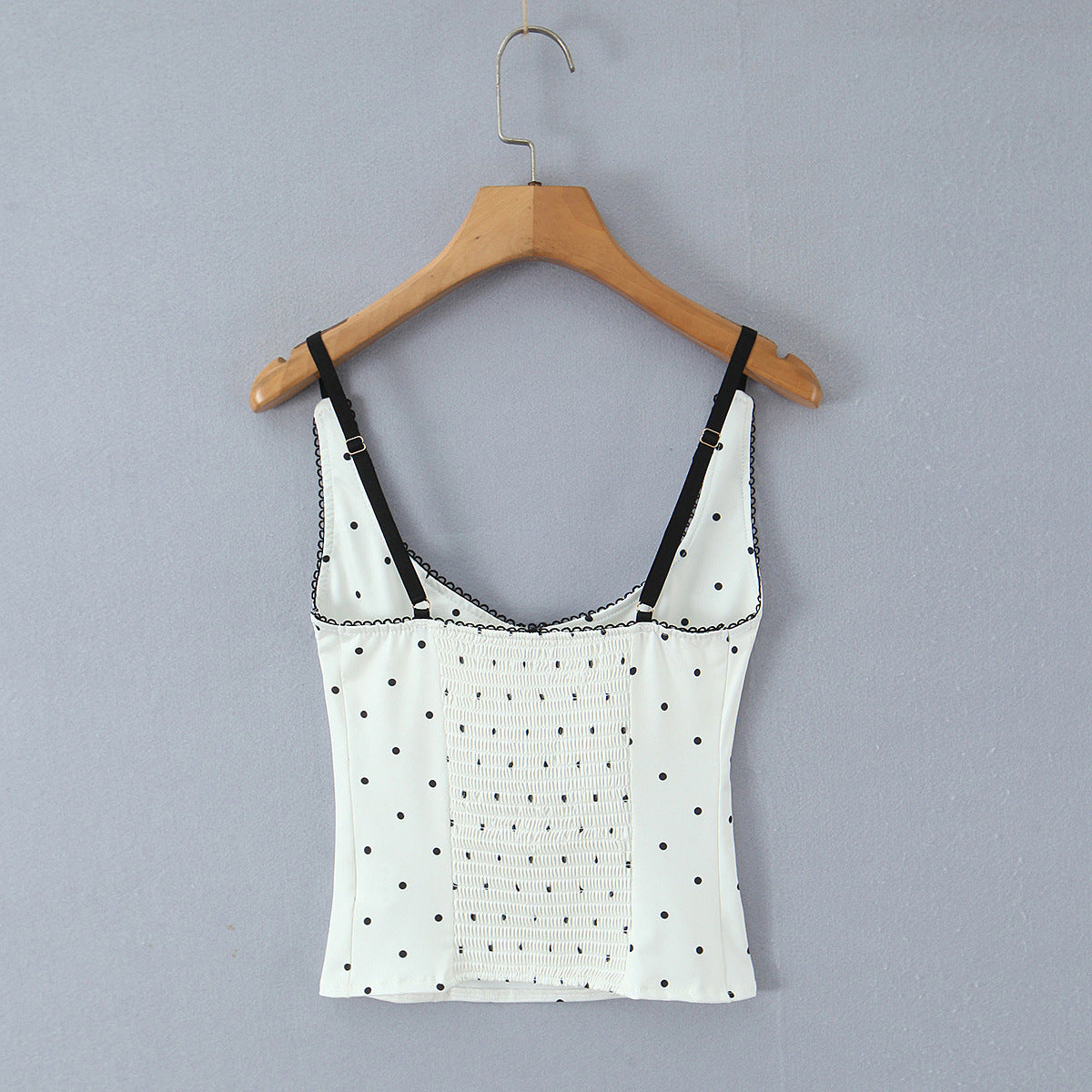 Cropped Polka Dot Lace Trim Cami Tank Top