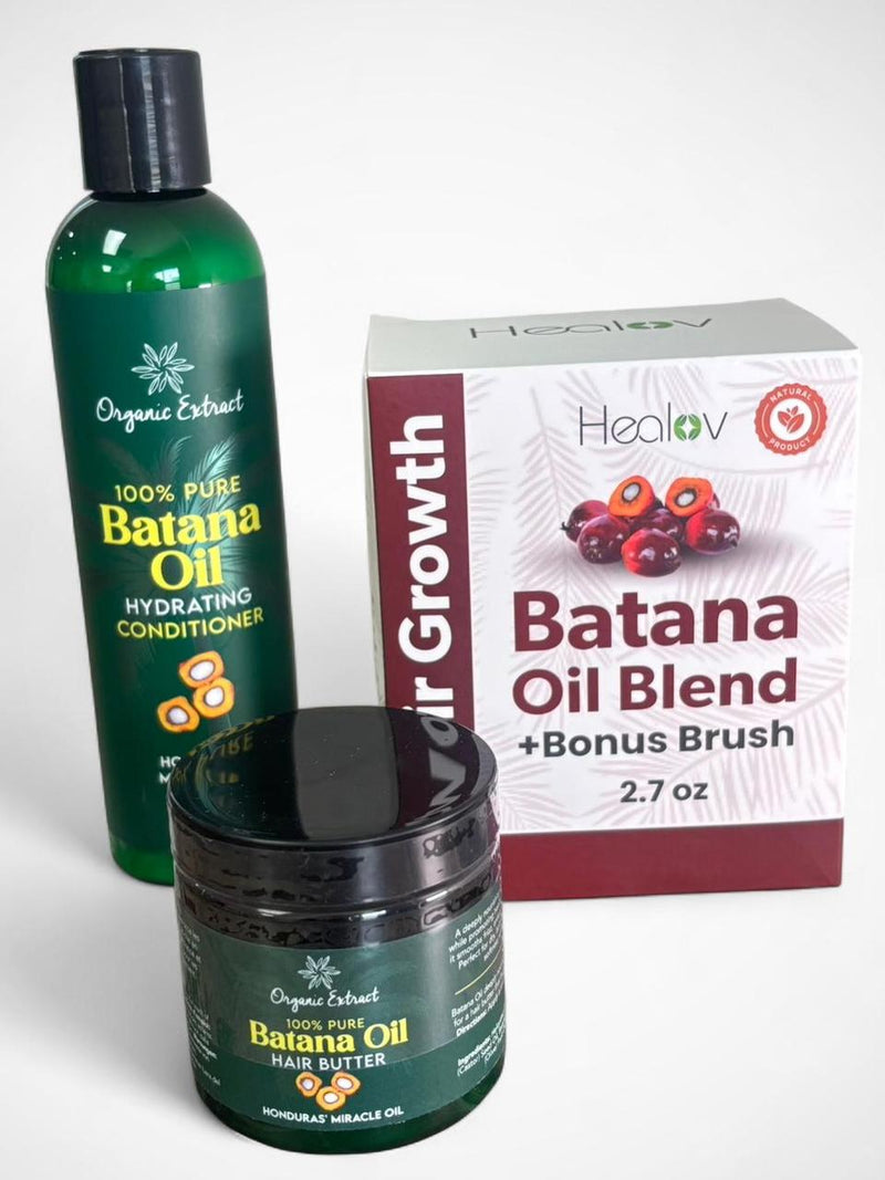 Batana Oil Hair Growth Bundle – Conditioner, Hair Butter & Scalp Oil Set for Hydration & Repair