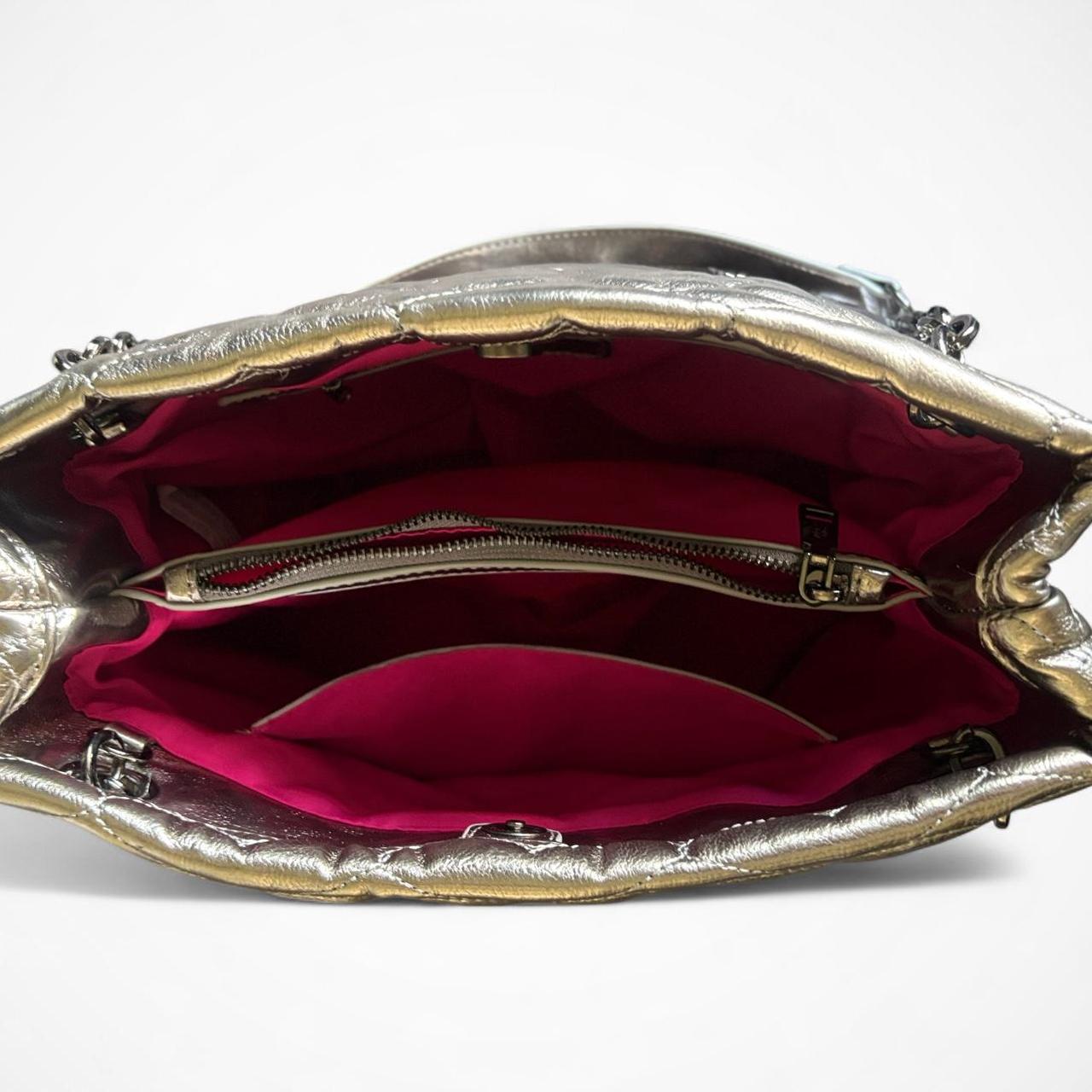 Betsey Johnson Metallic Quilted Heart Shoulder Bag