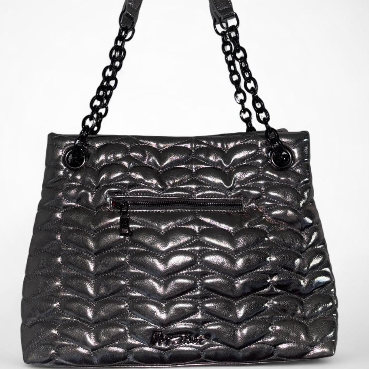 Betsey Johnson Metallic Quilted Heart Shoulder Bag