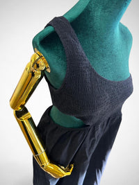 Women’s Black One Shoulder Smocked Cutout Midi Dress - Minimalist Summer Outfit (Pre-owned)