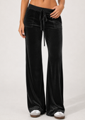 Black Velvet Wide Leg Sweatpants - Gloss & Grit