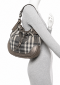 Burberry Shimmer Check Hobo in Pewter