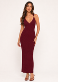 Ribbed Knit Open Cross-Back Maxi Dress