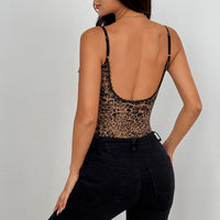 Women’s Leopard Print Backless Lace Bodysuit – Corset-Style S-Curve Fit