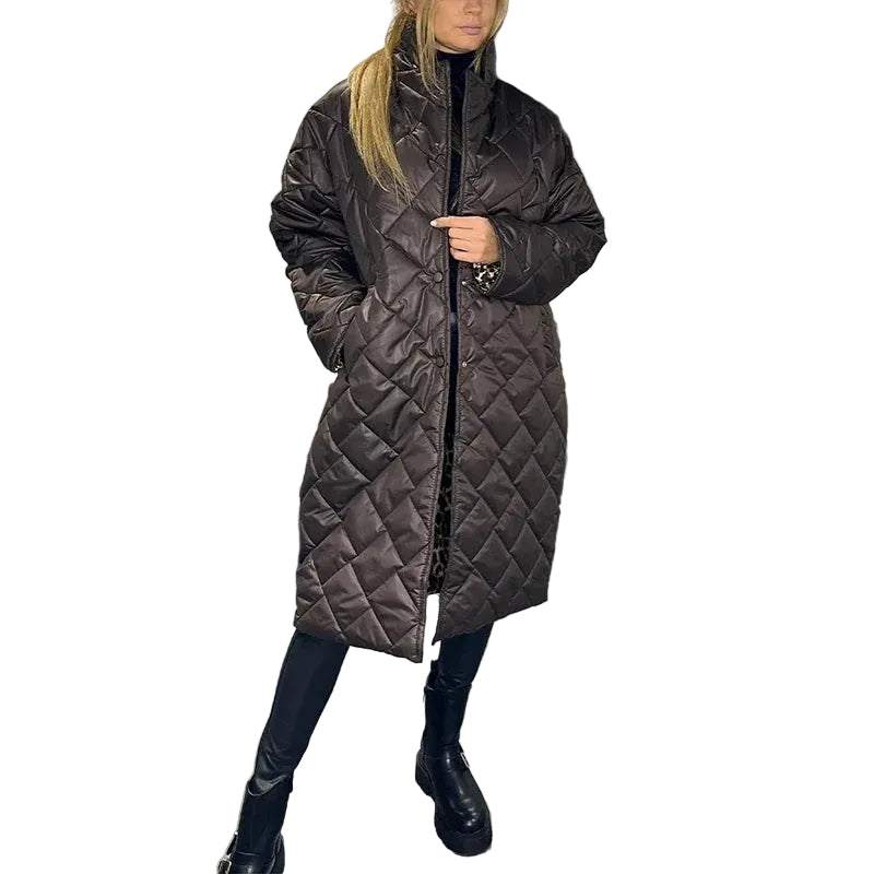 Women’s Long Quilted Jacket Loose Fit Winter Outerwear