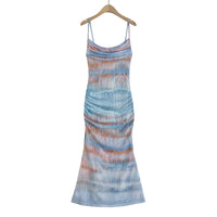 Women’s Tie-Dye Camisole Dress – Slim Fit Mermaid Midi