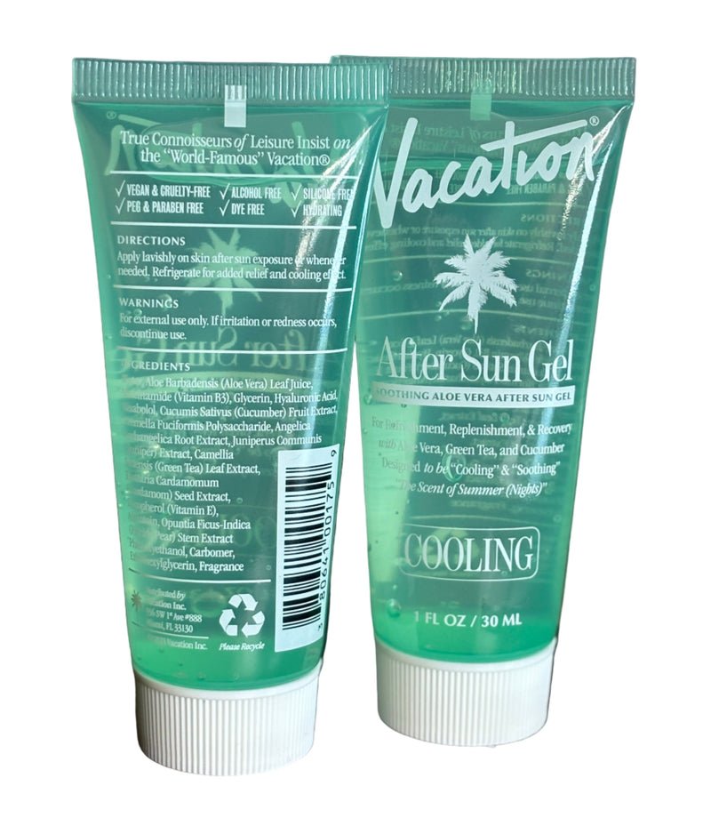 Vacation After Sun Gel Cooling Aloe Vera 30 mL Travel Size Hydrating Skin Relief