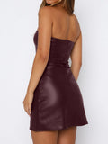 Strapless Faux Leather Bodycon Mini Dress - Gloss & Grit