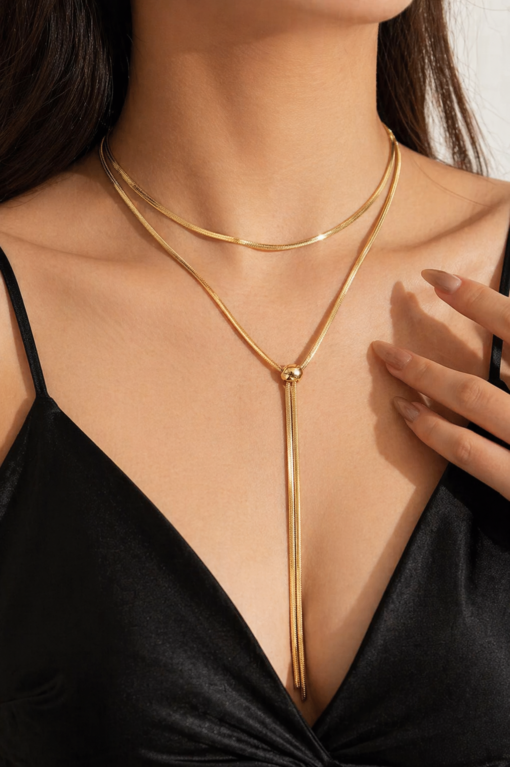 Women's Layered Snake Chain Y Necklace